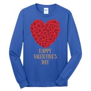 Happy Valentines Day Flowers Rose Heart Gift Tall Long Sleeve T-Shirt