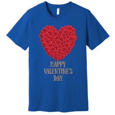 Happy Valentines Day Flowers Rose Heart Gift Premium T-Shirt