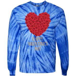 Happy Valentines Day Flowers Rose Heart Gift Tie-Dye Long Sleeve Shirt