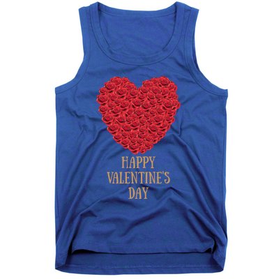 Happy Valentines Day Flowers Rose Heart Gift Tank Top