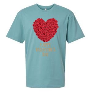 Happy Valentines Day Flowers Rose Heart Gift Sueded Cloud Jersey T-Shirt