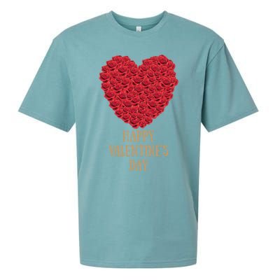 Happy Valentines Day Flowers Rose Heart Gift Sueded Cloud Jersey T-Shirt