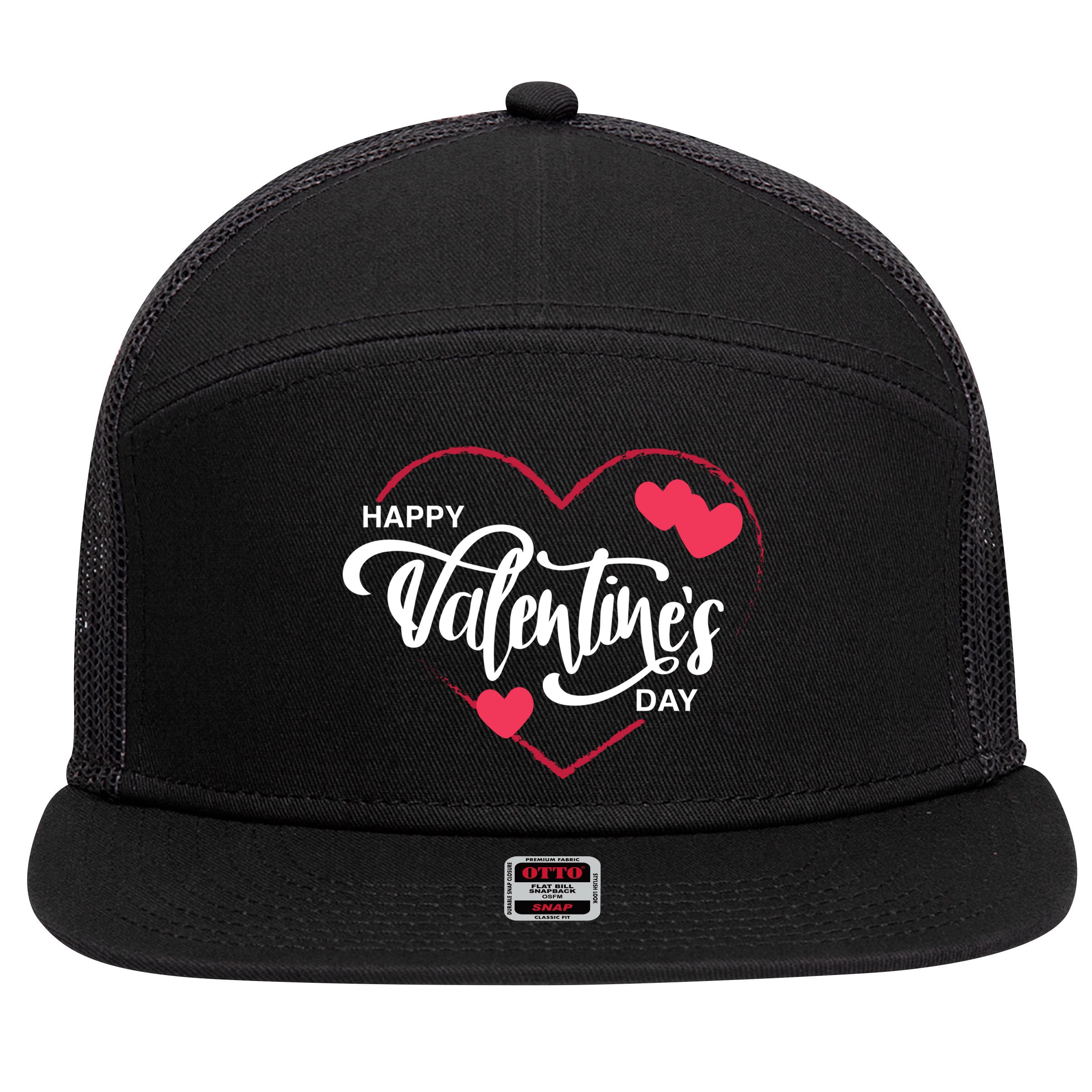 Happy Valentines Day Heart Cute Gift 7 Panel Mesh Trucker Snapback Hat