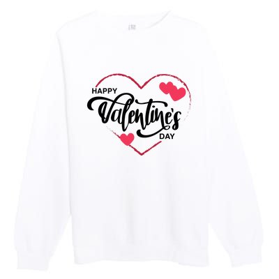 Happy Valentines Day Heart Cute Gift Premium Crewneck Sweatshirt