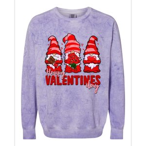 Happy Valentines Day Gnomes With Heart Funny Colorblast Crewneck Sweatshirt