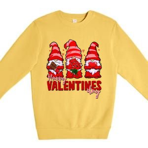 Happy Valentines Day Gnomes With Heart Funny Premium Crewneck Sweatshirt