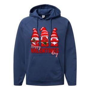 Happy Valentines Day Gnomes With Heart Funny Performance Fleece Hoodie