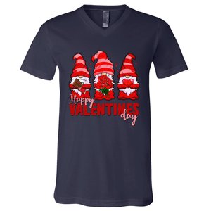 Happy Valentines Day Gnomes With Heart Funny V-Neck T-Shirt