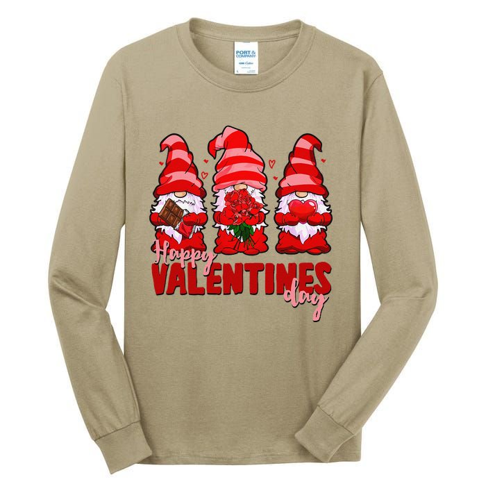 Happy Valentines Day Gnomes With Heart Funny Tall Long Sleeve T-Shirt