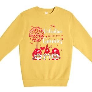 Happy Valentines Day Gnomes With Heart Sunflower Valentine Love Premium Crewneck Sweatshirt