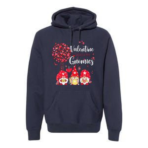 Happy Valentines Day Gnomes With Heart Sunflower Valentine Love Premium Hoodie