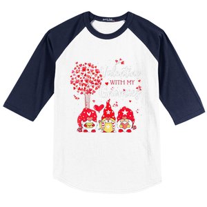 Happy Valentines Day Gnomes With Heart Sunflower Valentine Love Baseball Sleeve Shirt