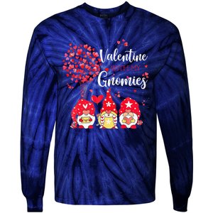 Happy Valentines Day Gnomes With Heart Sunflower Valentine Love Tie-Dye Long Sleeve Shirt