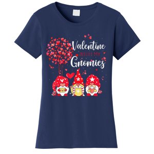 Happy Valentines Day Gnomes With Heart Sunflower Valentine Love Women's T-Shirt