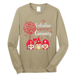 Happy Valentines Day Gnomes With Heart Sunflower Valentine Love Long Sleeve Shirt