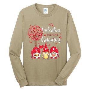 Happy Valentines Day Gnomes With Heart Sunflower Valentine Love Tall Long Sleeve T-Shirt