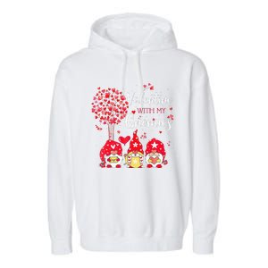 Happy Valentines Day Gnomes With Heart Sunflower Valentine Love Garment-Dyed Fleece Hoodie