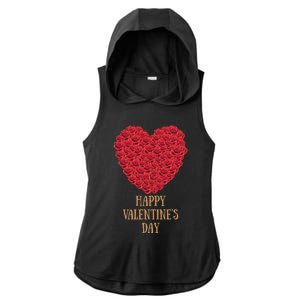 Happy Valentines Day Flowers Rose Heart Cool Gift Ladies PosiCharge Tri-Blend Wicking Draft Hoodie Tank