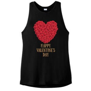 Happy Valentines Day Flowers Rose Heart Cool Gift Ladies PosiCharge Tri-Blend Wicking Tank