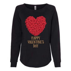 Happy Valentines Day Flowers Rose Heart Cool Gift Womens California Wash Sweatshirt