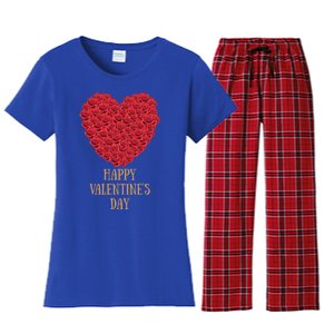 Happy Valentines Day Flowers Rose Heart Cool Gift Women's Flannel Pajama Set