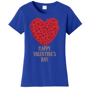 Happy Valentines Day Flowers Rose Heart Cool Gift Women's T-Shirt