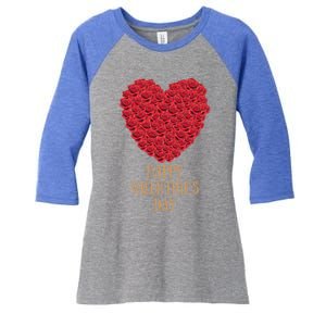 Happy Valentines Day Flowers Rose Heart Cool Gift Women's Tri-Blend 3/4-Sleeve Raglan Shirt