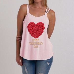 Happy Valentines Day Flowers Rose Heart Cool Gift Women's Strappy Tank