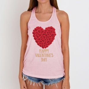 Happy Valentines Day Flowers Rose Heart Cool Gift Women's Knotted Racerback Tank