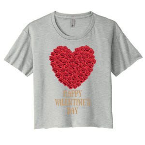 Happy Valentines Day Flowers Rose Heart Cool Gift Women's Crop Top Tee