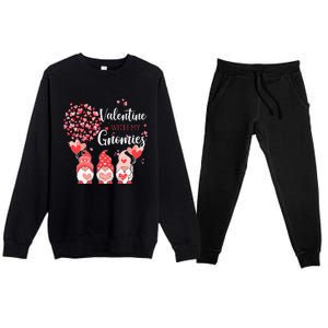 Happy Valentines Day Gnomes With Heart Sunflower Valentine Premium Crewneck Sweatsuit Set