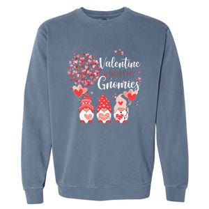 Happy Valentines Day Gnomes With Heart Sunflower Valentine Garment-Dyed Sweatshirt