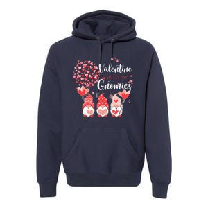 Happy Valentines Day Gnomes With Heart Sunflower Valentine Premium Hoodie