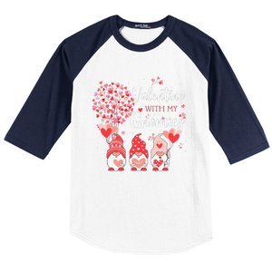 Happy Valentines Day Gnomes With Heart Sunflower Valentine Baseball Sleeve Shirt