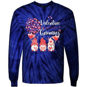 Happy Valentines Day Gnomes With Heart Sunflower Valentine Tie-Dye Long Sleeve Shirt