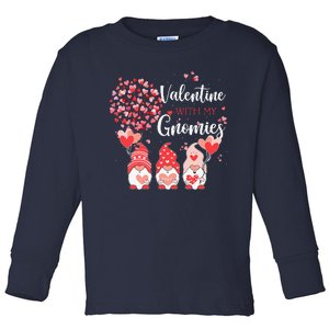 Happy Valentines Day Gnomes With Heart Sunflower Valentine Toddler Long Sleeve Shirt