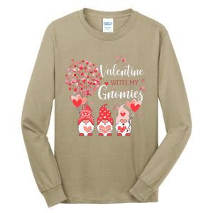 Happy Valentines Day Gnomes With Heart Sunflower Valentine Tall Long Sleeve T-Shirt