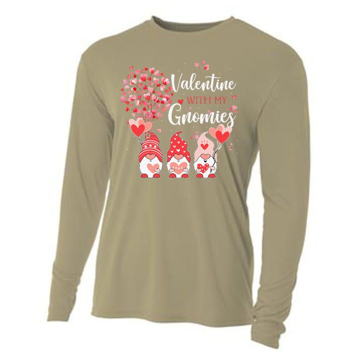 Happy Valentines Day Gnomes With Heart Sunflower Valentine Cooling Performance Long Sleeve Crew