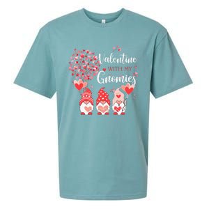 Happy Valentines Day Gnomes With Heart Sunflower Valentine Sueded Cloud Jersey T-Shirt