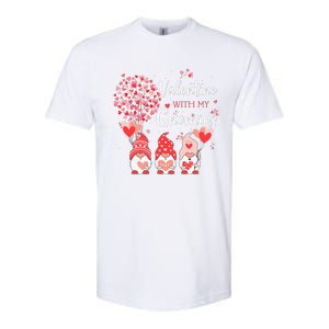 Happy Valentines Day Gnomes With Heart Sunflower Valentine Softstyle CVC T-Shirt