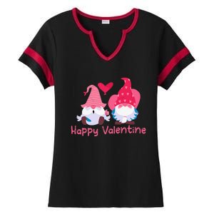 Happy Valentines Day Gnomes With Heart Valentine Ladies Halftime Notch Neck Tee