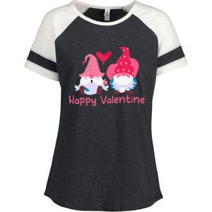 Happy Valentines Day Gnomes With Heart Valentine Enza Ladies Jersey Colorblock Tee