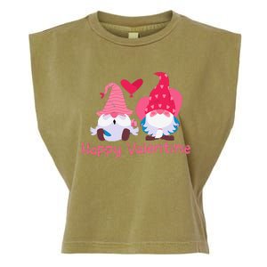 Happy Valentines Day Gnomes With Heart Valentine Garment-Dyed Women's Muscle Tee