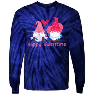 Happy Valentines Day Gnomes With Heart Valentine Tie-Dye Long Sleeve Shirt