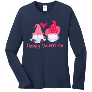 Happy Valentines Day Gnomes With Heart Valentine Ladies Long Sleeve Shirt