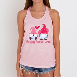 Happy Valentines Day Gnomes With Heart Valentine Women's Knotted Racerback Tank