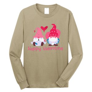 Happy Valentines Day Gnomes With Heart Valentine Long Sleeve Shirt