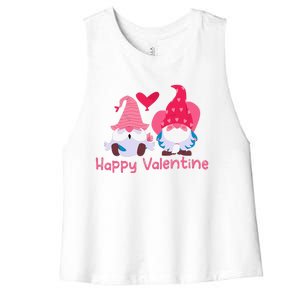 Happy Valentines Day Gnomes With Heart Valentine Women's Racerback Cropped Tank