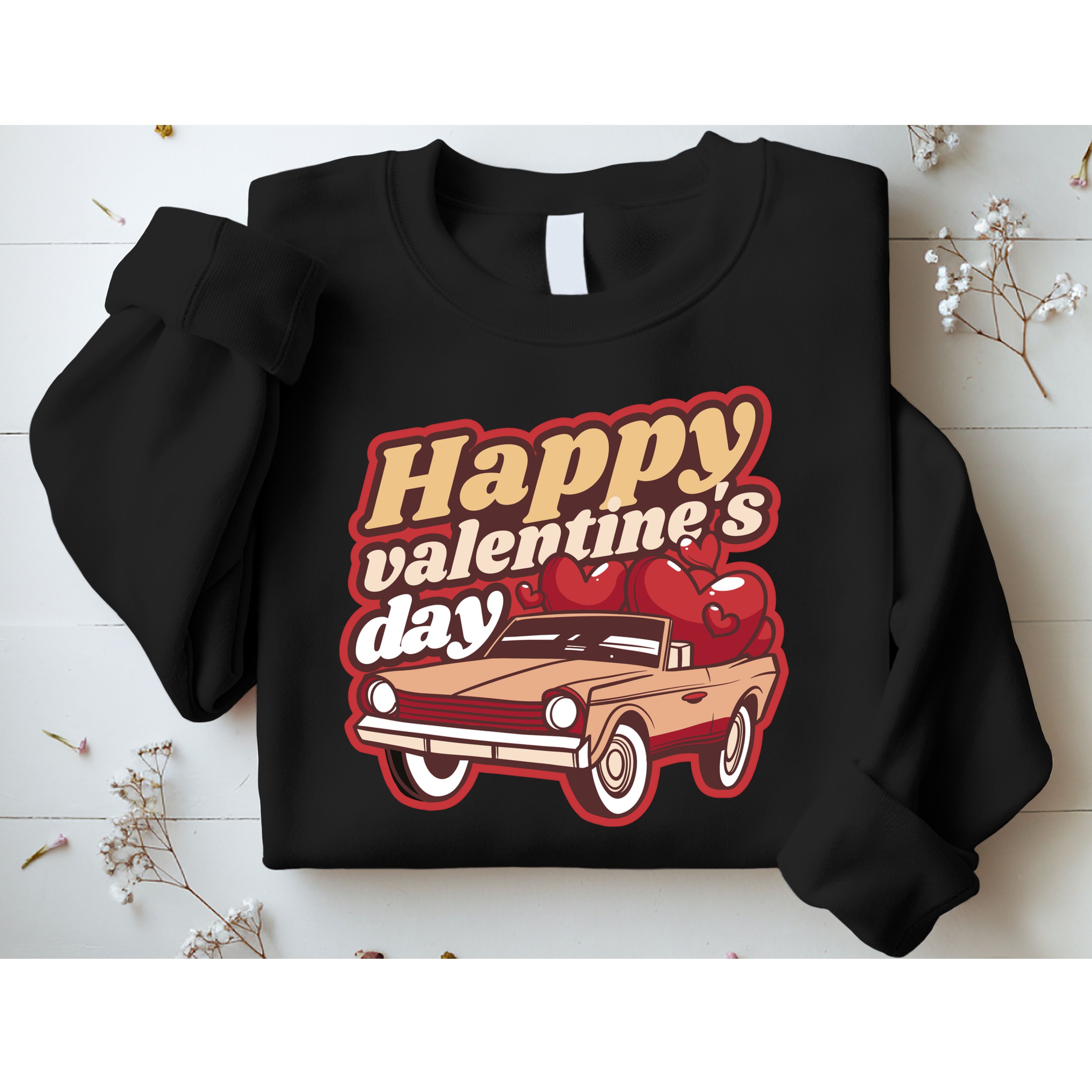 Happy Valentine's Day Vintage Car Sweatshirt