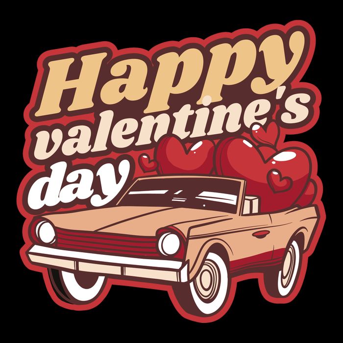 Happy Valentine's Day Vintage Car Sweatshirt